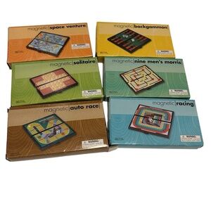 Bundle of Six vintage rare magnetic travel car games, boxed, mini, collection